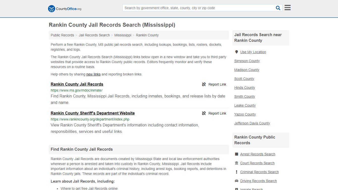 Jail Records Search - Rankin County, MS (Jail Rosters & Records)